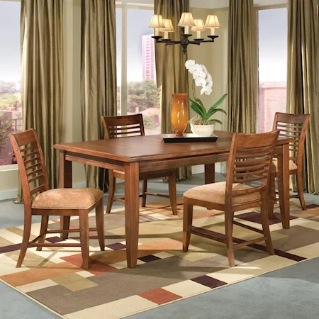 5-Piece Contemporary Leg Dining Table & 4  Side Chair Set